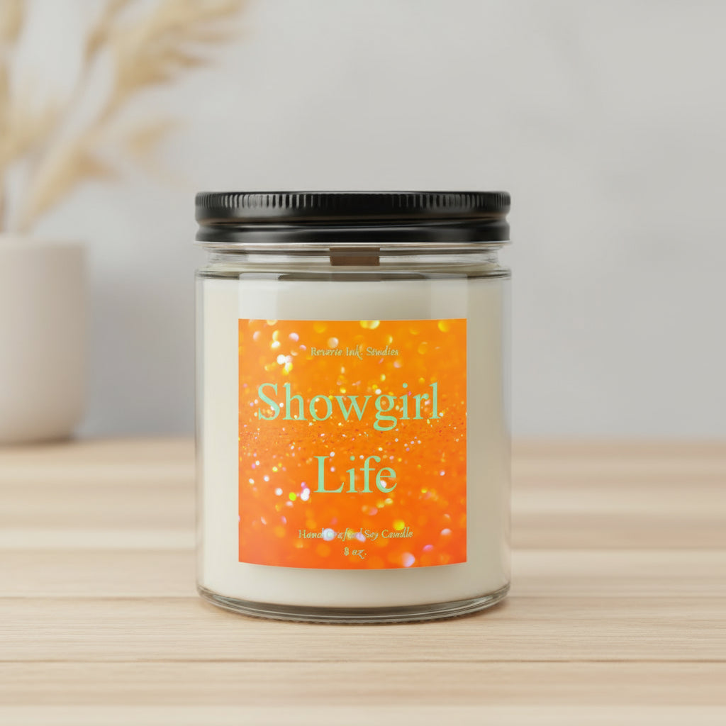 Inspired - Showgirl Life 8 oz. wooden wick coconut soy candle