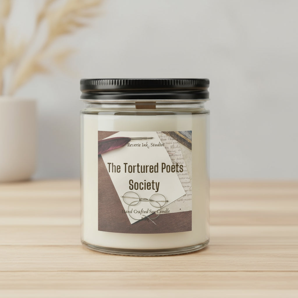 Inspired - Tortured Poets Society 8 oz. wooden wick coconut soy candle