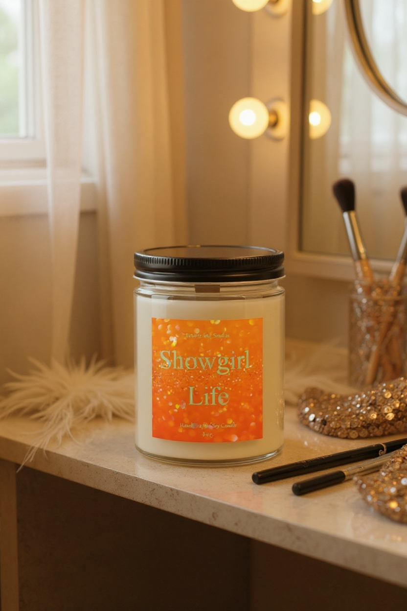 Inspired - Showgirl Life 8 oz. wooden wick coconut soy candle